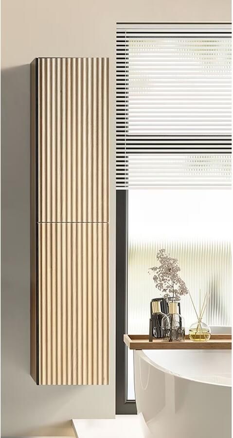 Wiesbaden Kolomkast Ribbella | Greeploos | 2 deuren | 160x36x30 cm | naturel eik - Foto 3