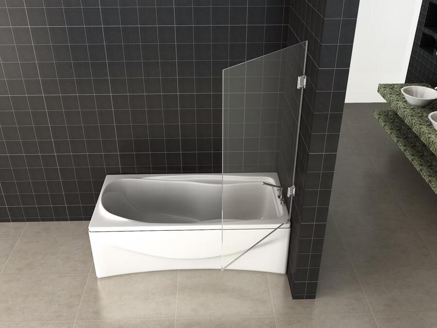 Wiesbaden Badwand Profielloos 80x150 cm Antikalk Helder Glas Glans Chroom 6mm Veiligheidsglas Draaibaar - Foto 5