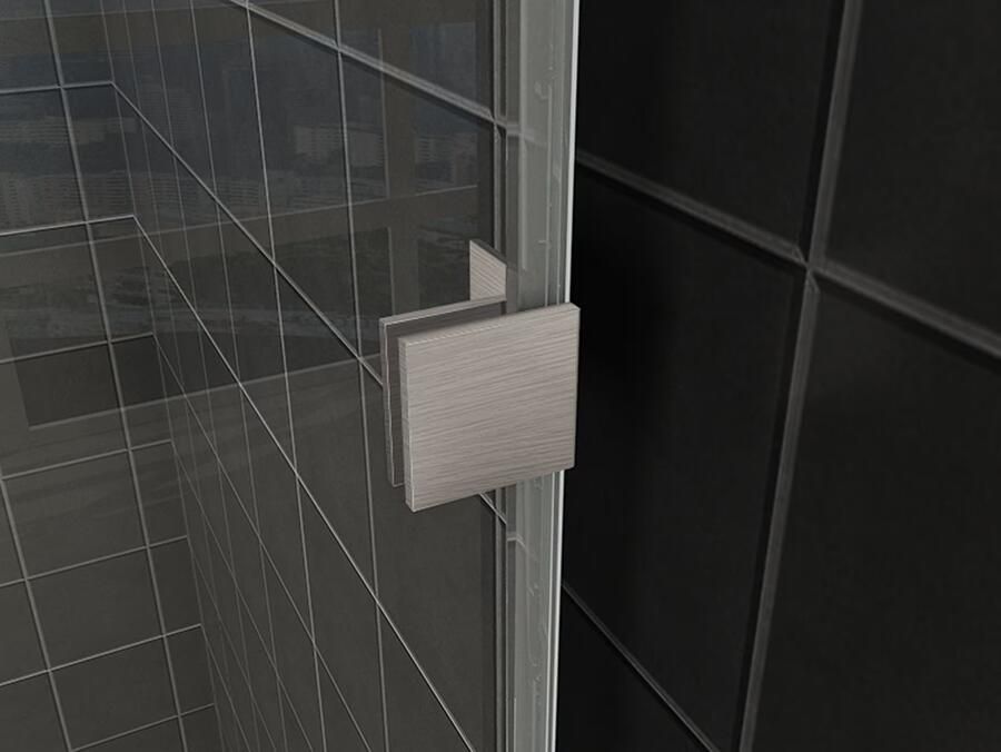 Wiesbaden Glaskoppelingen Set voor Profielloze Inloopdouches Geborsteld Staal (twee stuks) - Foto 2