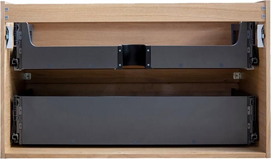 Wiesbaden Lotus wastafelonderkast met 2 laden 100x45 cm naturel eik en mat zwart - Foto 3