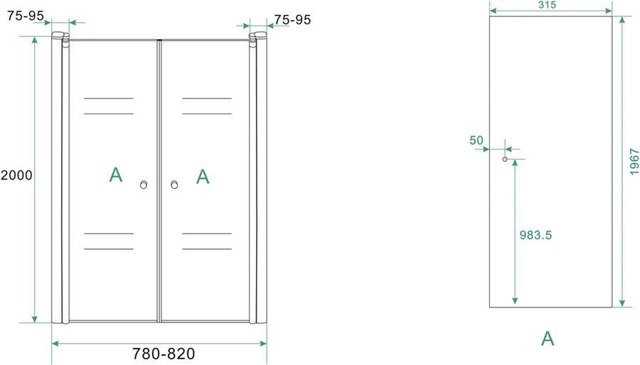 Wiesbaden Douchedeur Arizona Nisdeur Pendeldeur Draaideur 120x200cm Antikalk Helder Glas Chroom Profiel 6mm Veiligheidsglas Easy Clean - Foto 9