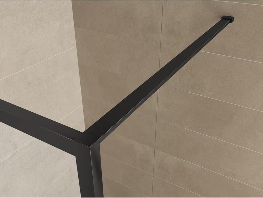 Wiesbaden Maaz inloopdouche met raster en handdoekhouder 1000 x 2000 x 10 mm helder glas mat zwart 20.3961 - Foto 7