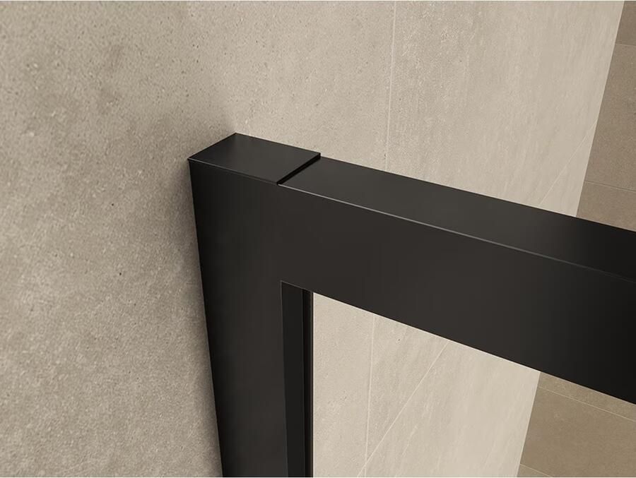 Wiesbaden Maaz inloopdouche met raster en handdoekhouder 1000 x 2000 x 10 mm helder glas mat zwart 20.3961 - Foto 6