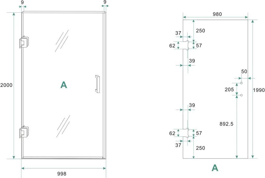Wiesbaden Nisdeur Less | 100x200 cm | Nano-coating | Incl.Schanierset | Helder glas | Geborsteld staal beslag - Foto 2