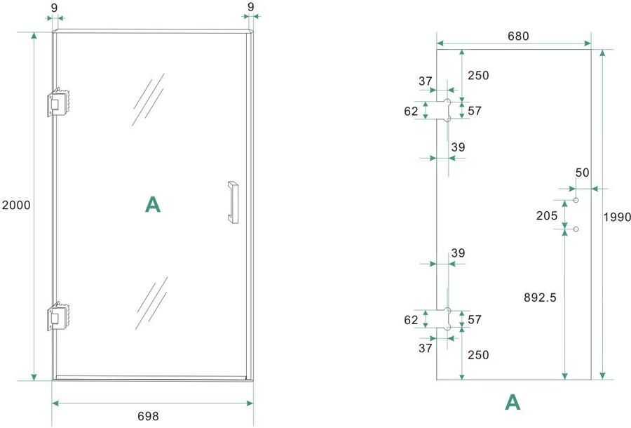 Wiesbaden Nisdeur Less | 70x200 cm | Links | Spiegelrook- naar helder glas | Chroom beslag
