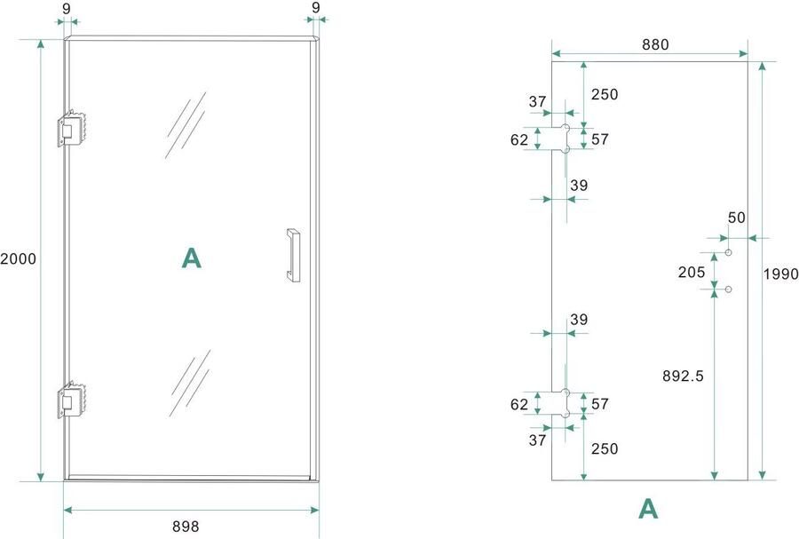 Wiesbaden Nisdeur Less | 90x200 cm | Links | Spiegelrook- naar helder glas | Mat wit beslag