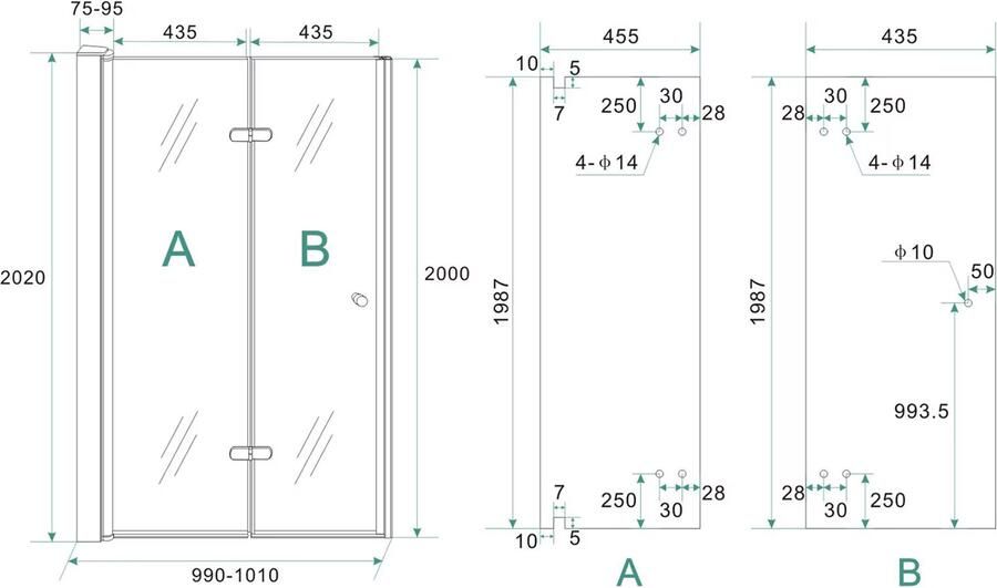 Wiesbaden Douchedeur Nisdeur Vouwdeur Links 100x202cm Antikalk Helder Glas Chroom Profiel 8mm Veiligheidsglas - Foto 6