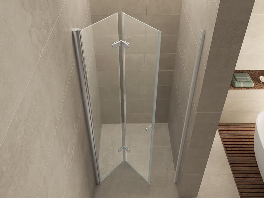 Wiesbaden Douchedeur Nisdeur Vouwdeur Rechts 100x202cm Antikalk Helder Glas Chroom Profiel 8mm Veiligheidsglas - Foto 6