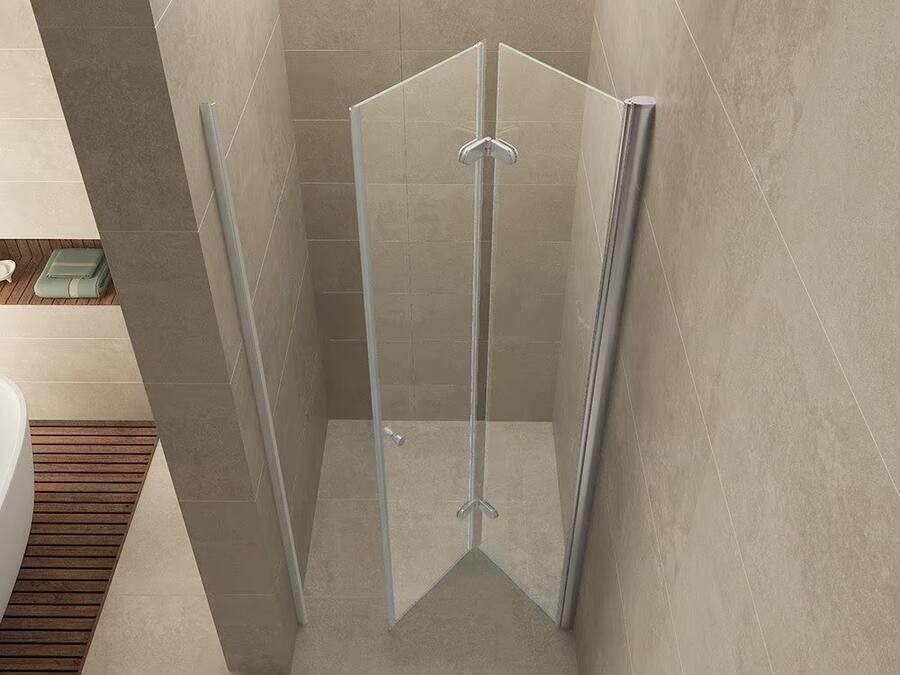 Wiesbaden Douchedeur Nisdeur Vouwdeur Rechts 100x202cm Antikalk Helder Glas Chroom Profiel 8mm Veiligheidsglas - Foto 3