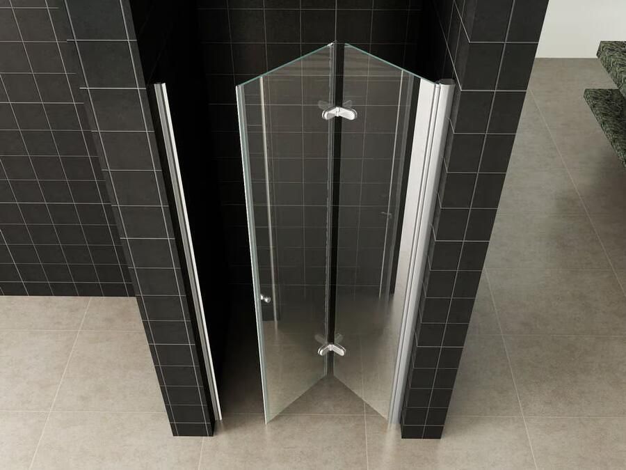 Wiesbaden Douchedeur Nisdeur Vouwdeur Rechts 100x202cm Antikalk Helder Glas Chroom Profiel 8mm Veiligheidsglas - Foto 5