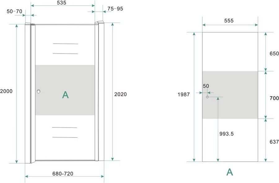 Wiesbaden Douchedeur Florida Nisdeur Draaideur Rechtsdraaiend 100x202cm Antikalk Helder Mat Glas Chroom Profiel 8mm Veiligheidsglas Easy Clean - Foto 5