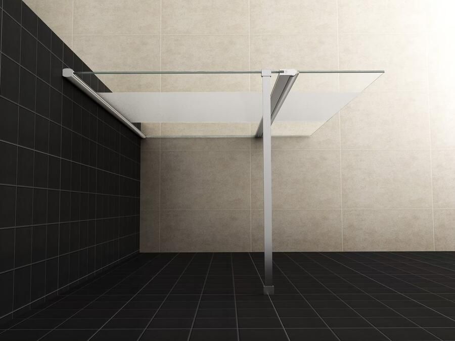 Wiesbaden Inloopdouche Zijpaneel Links met Schanieren 35x200 cm Antikalk Helder Mat Glas en 10mm Veiligheidsglas Glans Chroom - Foto 3