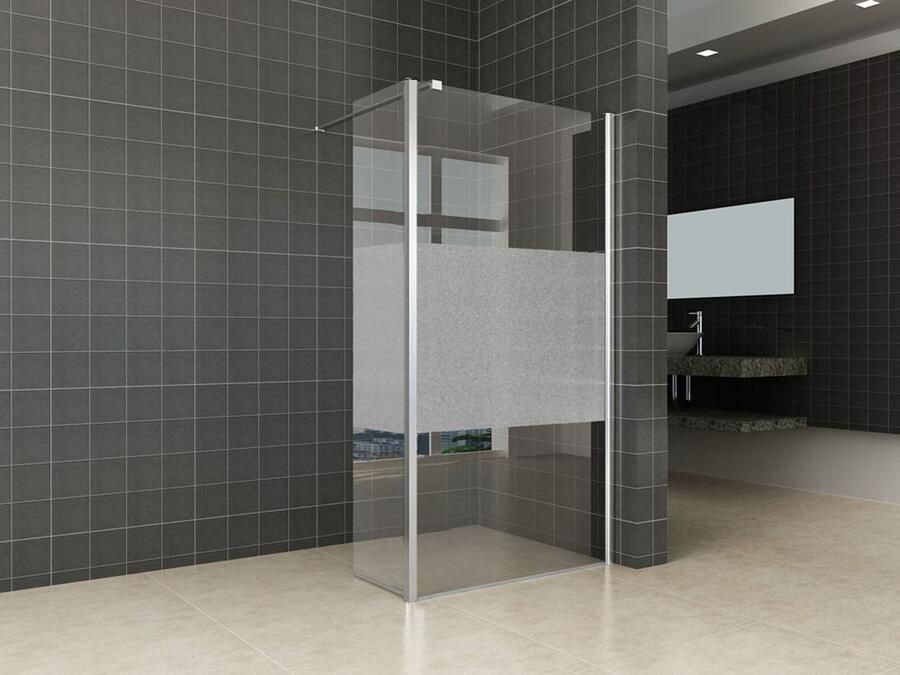 Wiesbaden Douchewand Miami 35x200cm Antikalk Helder Mat Glas Chroom Hoekprofiel 10mm Veiligheidsglas Easy Clean - Foto 4