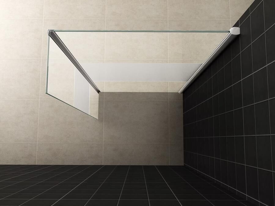 Wiesbaden Douchewand Miami 35x200cm Antikalk Helder Mat Glas Chroom Hoekprofiel 10mm Veiligheidsglas Easy Clean - Foto 5