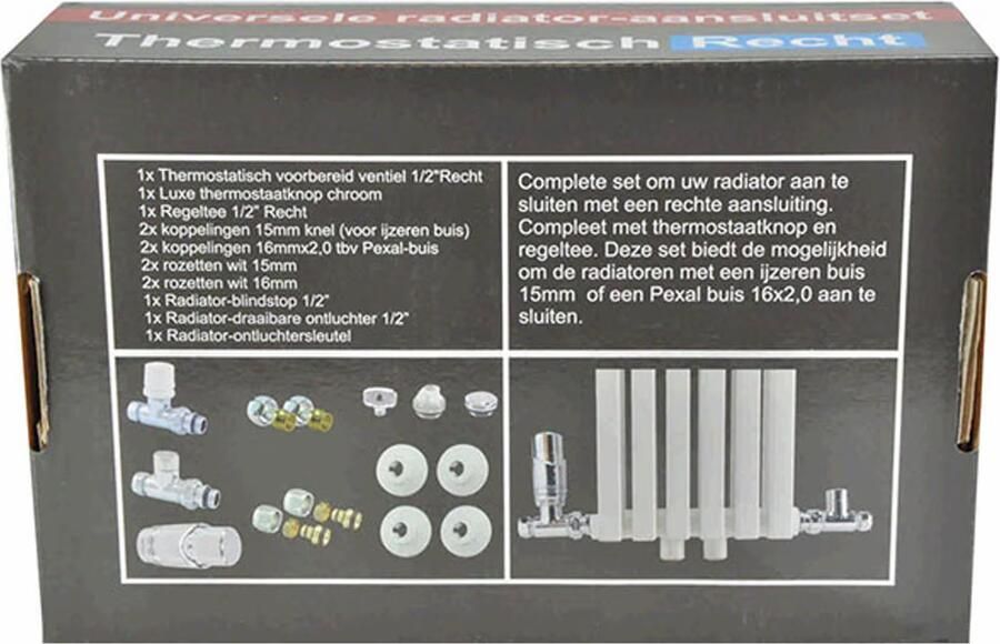 Wiesbaden Radiator Aansluitset Recht Chroom (Voor zij-aansluiting) - Foto 3