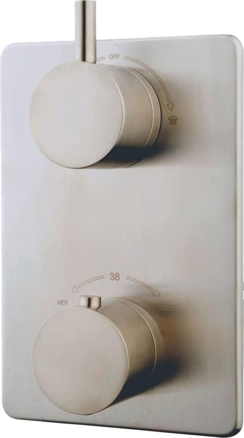 Wiesbaden Regendouche set Caral | Inbouw | 30 cm | Thermostaatkraan | Incl.Inbouwdeel | 2-weg | Rond | Geborsteld staal - Foto 2