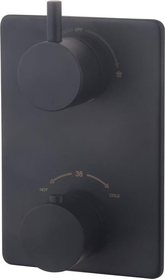 Wiesbaden Regendouche set Caral | Inbouw | 30 cm | Thermostaatkraan | Incl.Inbouwdeel | 2-weg | Rond | Zwart mat - Foto 3