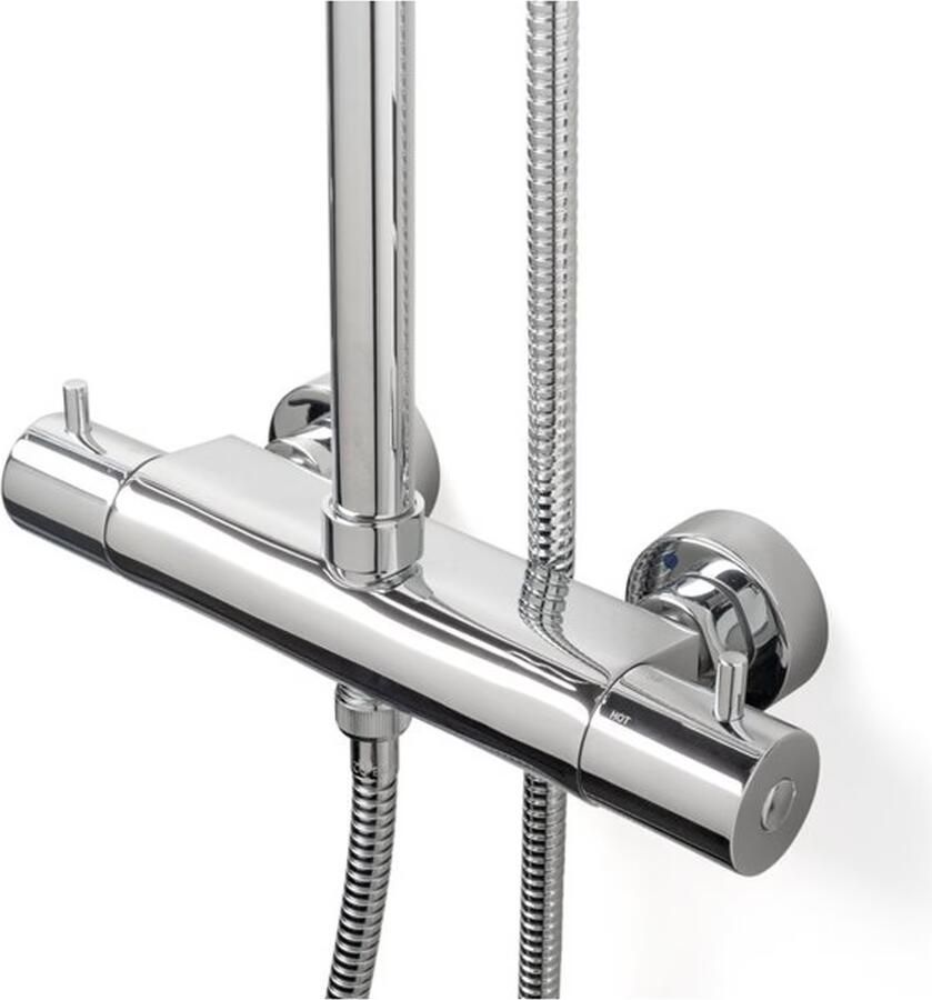 Wiesbaden Doucheset Caral Opbouw Rond Glans Chroom Thermostaatkraan Regendouche Handdouche - Foto 2