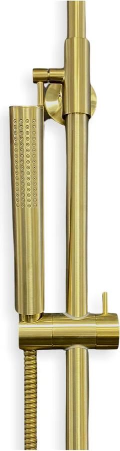 Wiesbaden Regendouche set Caral | Opbouw | Thermostaatkraan | 2-weg | Rond | Geborsteld messing PVD - Foto 5