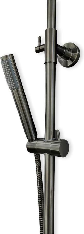 Wiesbaden Regendouche set Caral | Opbouw | Thermostaatkraan | 2-weg | Rond | Gunmetal PVD - Foto 3