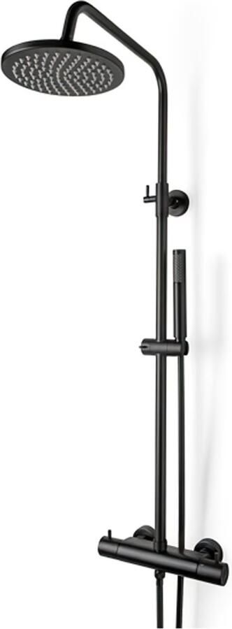 Wiesbaden Regendouche Opbouwset Caral Thermostatisch 25 cm Zwart Regendouche Opbouwset Caral Thermostatisch 20 cm Zwart - Foto 2
