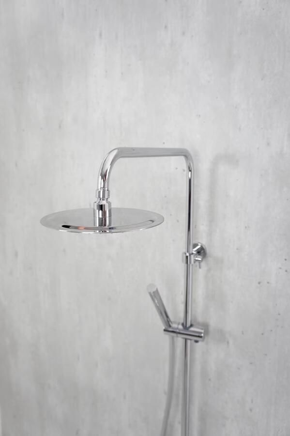 Wiesbaden Badset Megan Opbouw Rond Chroom Thermostaatkraan Glijstang Regendouche Handdouche met Onderuitloop - Foto 3