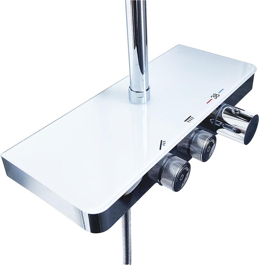 Wiesbaden Regendouche set Nuovo | Opbouw | Thermostaatkraan | 2-weg | Rond | Chroom - Foto 2