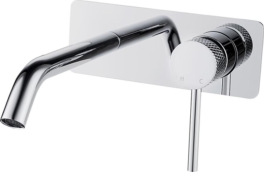 Wiesbaden Ribbd wastafelmengkraan inbouw 1-weg chroom - Foto 3