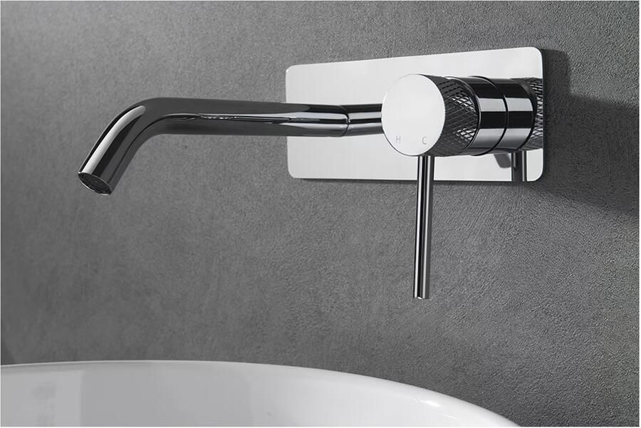 Wiesbaden Ribbd wastafelmengkraan inbouw 1-weg chroom