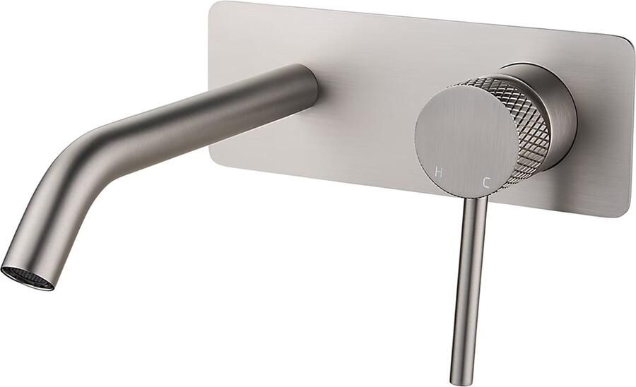 Wiesbaden Ribbd wastafelmengkraan inbouw 1-weg Geborsteld staal PVD - Foto 3