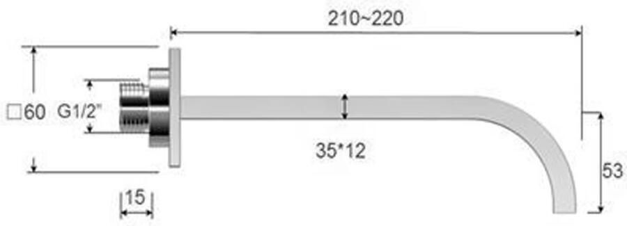 Wiesbaden Badkraan Inbouw Uitloop Vierkant Glans Chroom 20cm 1 2 - Foto 3
