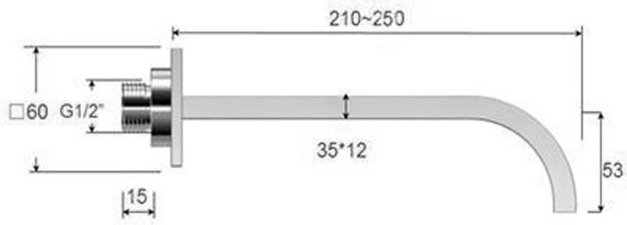 Wiesbaden Universele Uitloop Inbouw Vierkant Glans Chroom 25 cm 1 2 - Foto 2