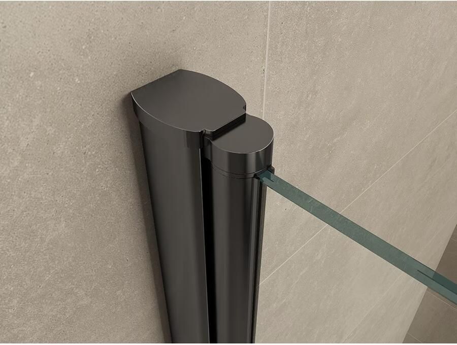 Wiesbaden Salone cabine met 1 draaideur 900x900x2000x8 mm nano helder glas mat zwart - Foto 2