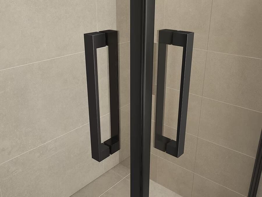 Wiesbaden Salone cabine met 2 draaideuren 900x900x2000x8 mm nano helder glas mat zwart - Foto 2