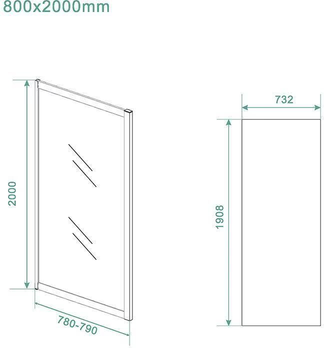 Wiesbaden Skyline zijwand helder glas 80x200 cm