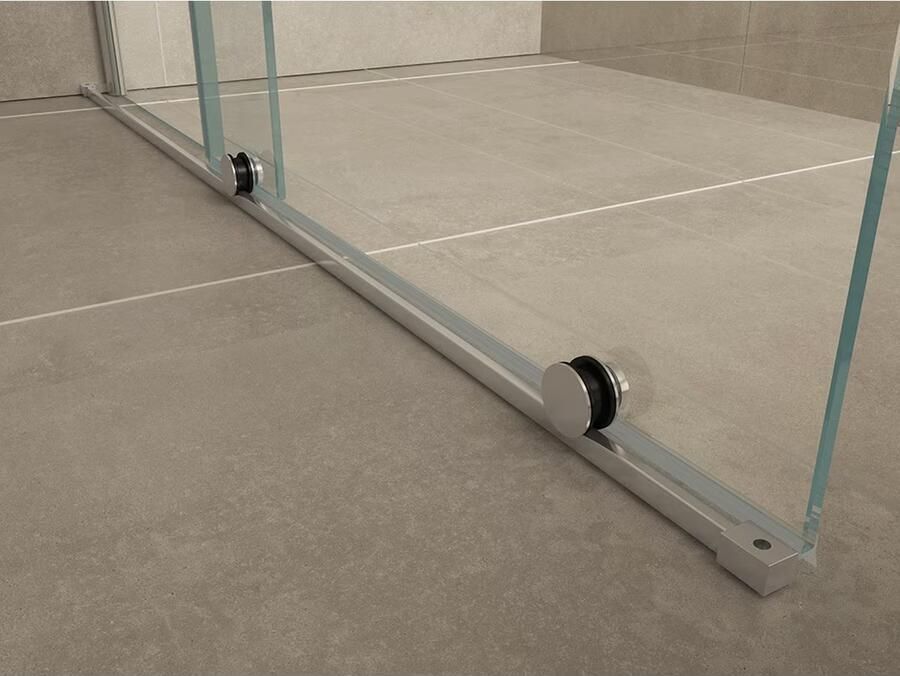 Wiesbaden Douchedeur Miami Verlengbaar Schuifdeur 100x200cm Antikalk Helder Glas Chroom Profiel 10mm Veiligheidsglas op Rail - Foto 3