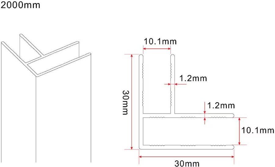 Wiesbaden Slim | hoekprofiel | 200 cm voor glaswand 8 of 10 mm | Geborsteld brons koper - Foto 2