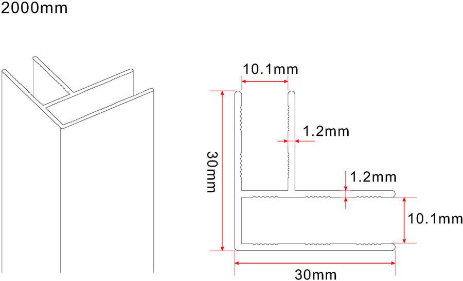 Wiesbaden Slim | hoekprofiel | 200 cm voor glaswand 8 of 10 mm| geborsteld messing - Foto 3
