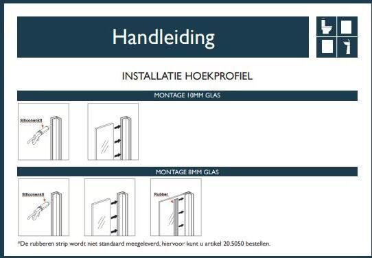 Wiesbaden Slim | hoekprofiel | 200 cm voor glaswand 8 of 10 mm | Gunmetal