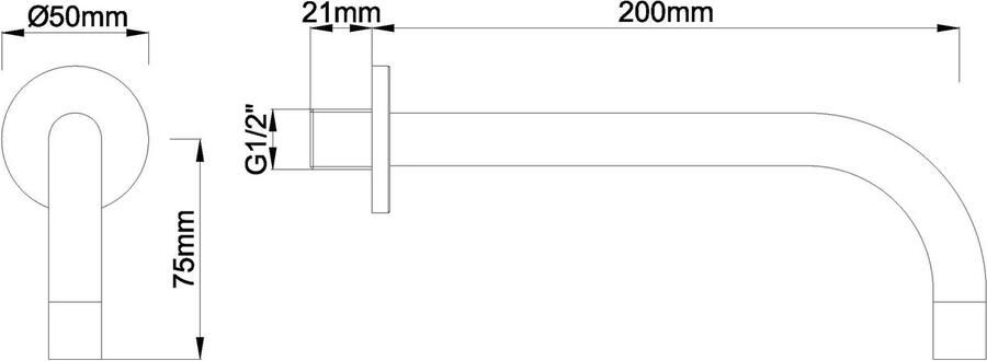 Wiesbaden Wastafelkraan Inbouw Slim Rond 20cm Chroom 18mm Uitloop - Foto 2