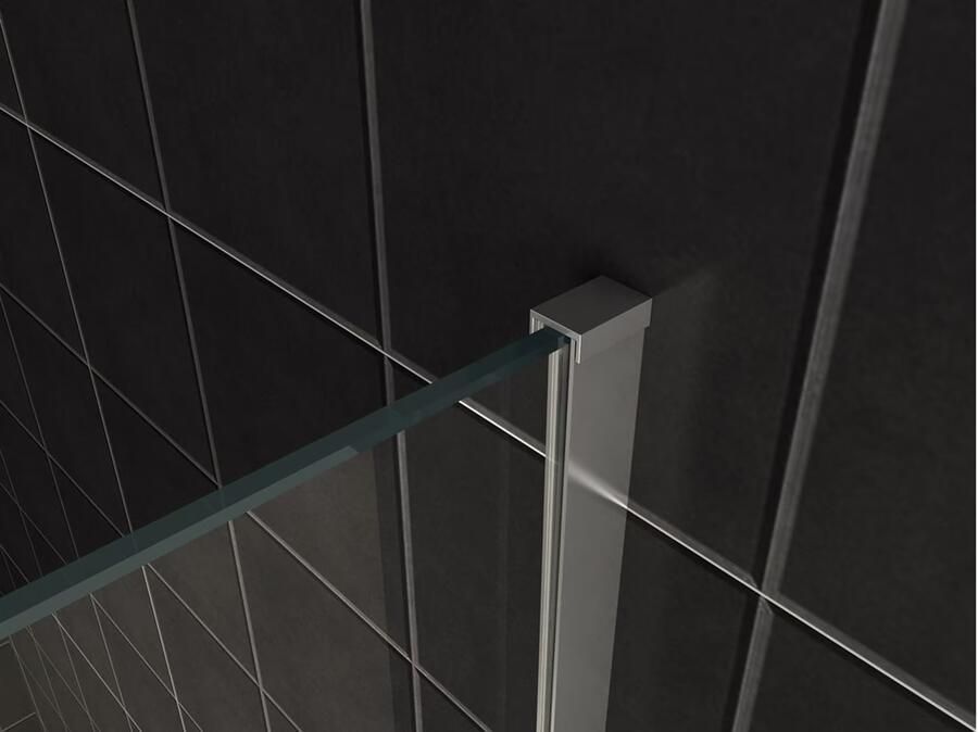 Wiesbaden Slim | profielset 200 cm + 120 cm stabilisatiestang | Incl.Glas- en muurkoppeling | Geborsteld staal - Foto 4
