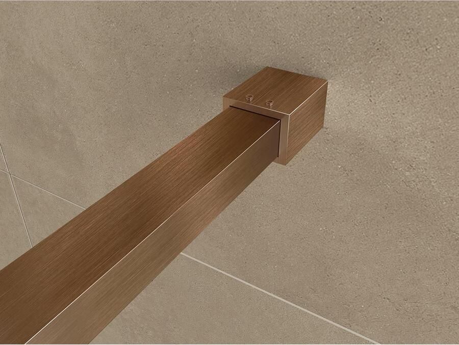 Wiesbaden Slim | profielset 200 cm + 120 cm stabilisatiestang | Incl.Glas- en muurkoppeling | Geborsteld brons koper - Foto 2