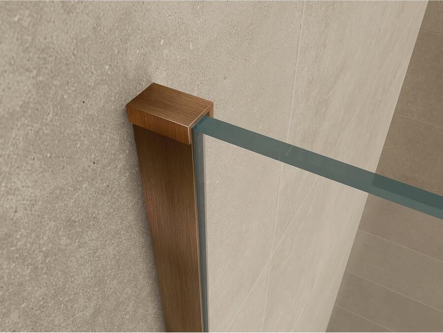 Wiesbaden Slim | profielset 200 cm + 120 cm stabilisatiestang | Incl.Glas- en muurkoppeling | Geborsteld brons koper - Foto 3