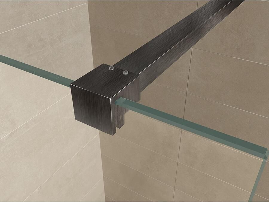 Wiesbaden Slim | profielset 200 cm + 120 cm stabilisatiestang | Incl.Glas- en muurkoppeling | Gunmetal