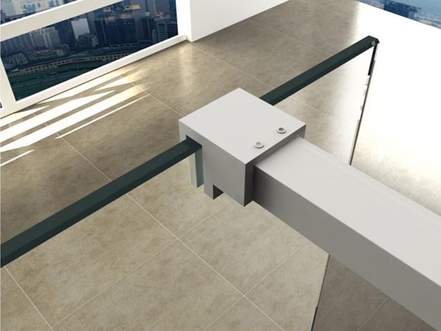 Wiesbaden Slim | profielset 200 cm + 120 cm stabilisatiestang | Incl.Glas- en muurkoppeling | Mat wit - Foto 2