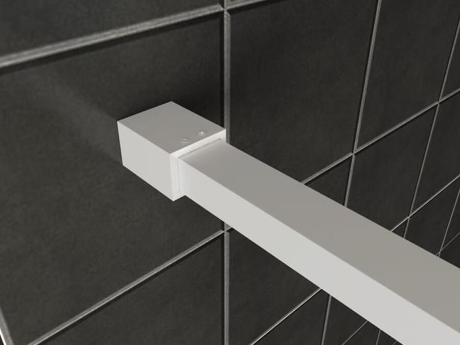 Wiesbaden Slim | profielset 200 cm + 120 cm stabilisatiestang | Incl.Glas- en muurkoppeling | Mat wit - Foto 3