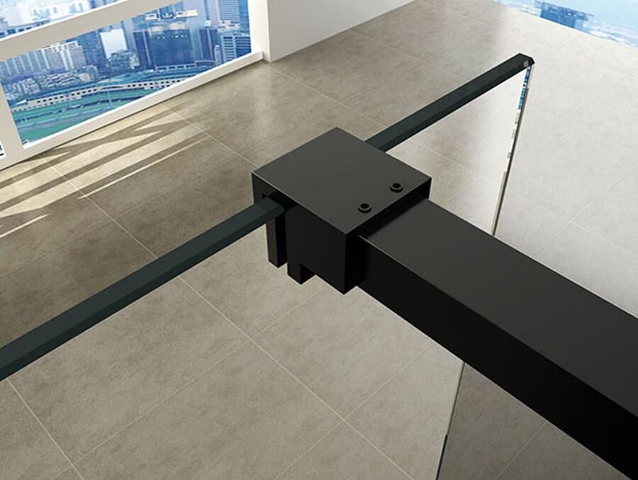 Wiesbaden Slim | profielset 200 cm + 120 cm stabilisatiestang | Incl.Glas- en muurkoppeling | Zwart mat - Foto 2