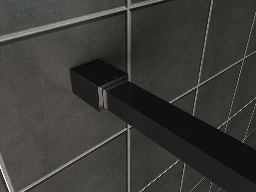 Wiesbaden Slim | profielset 200 cm + 120 cm stabilisatiestang | Incl.Glas- en muurkoppeling | Zwart mat - Foto 3