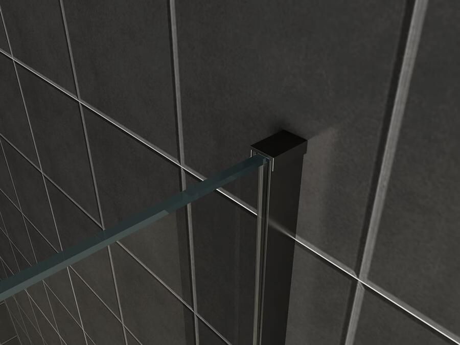 Wiesbaden Slim | profielset 200 cm + 120 cm stabilisatiestang | Incl.Glas- en muurkoppeling | Zwart mat - Foto 4