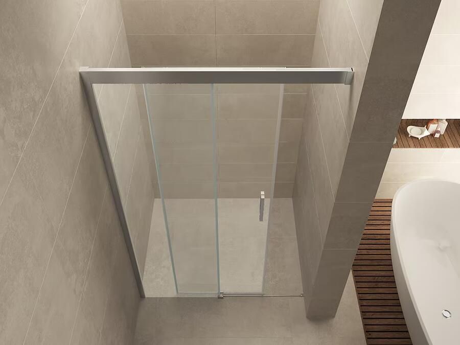 Wiesbaden Douchedeur Nisdeur Schuifdeur 140x200cm Antikalk Helder Glas Chroom Profiel 8mm Veiligheidsglas Softclose - Foto 4